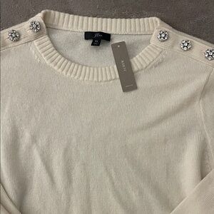J. Crew Ivory Sweater with Decorative Shoulder Accents